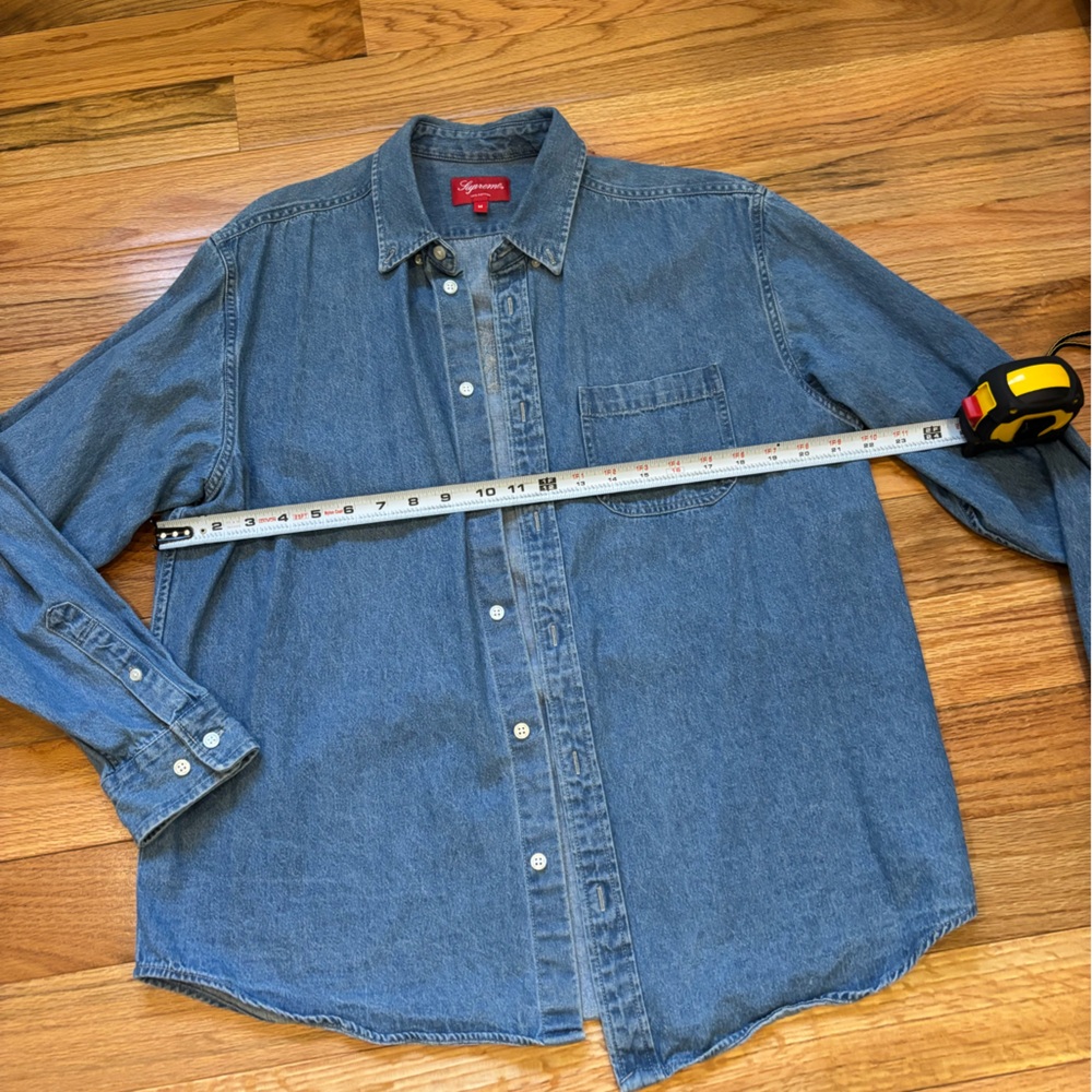 Supreme Light Blue Denim Shirt Jacket with Embroidered Logo - Picture 9 of 9